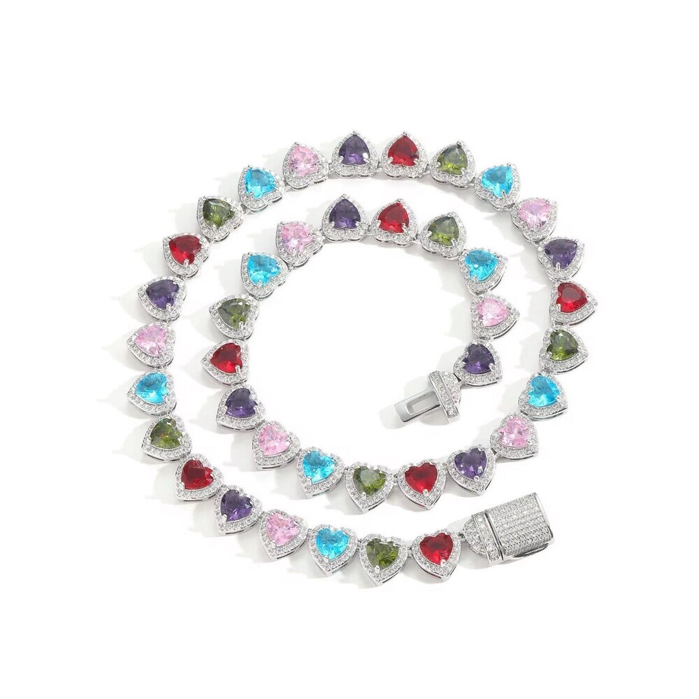 Multi color heart necklace 16inch